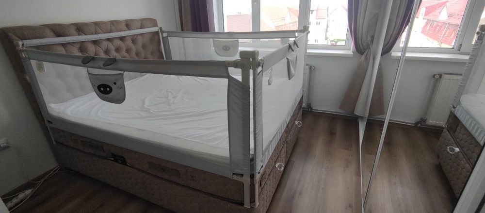 Set bariere protectie culisante reglabile inaltime 68-98 cm pentru pat 160x200 cm