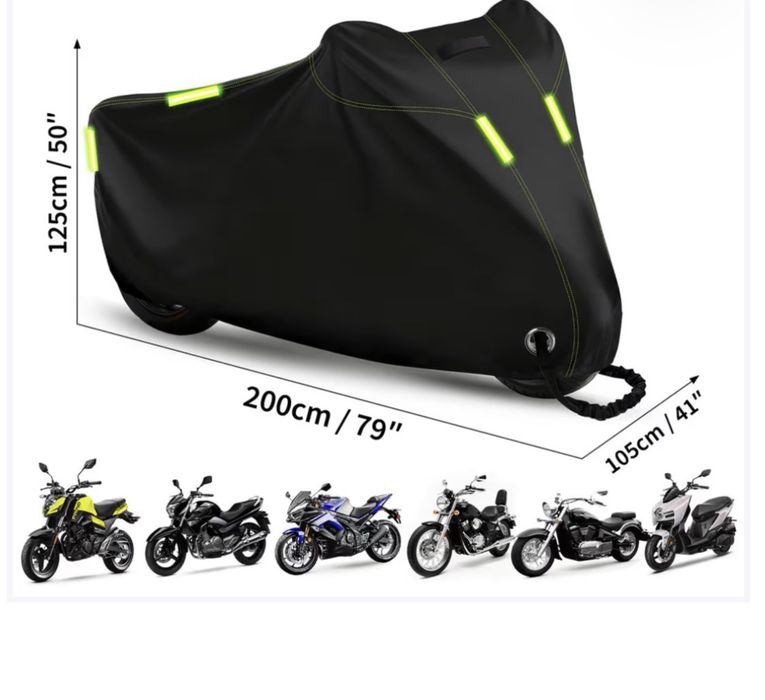 Husa moto impermeabila 210D Oxford, protectie UV si vant, 200x105x125 cm