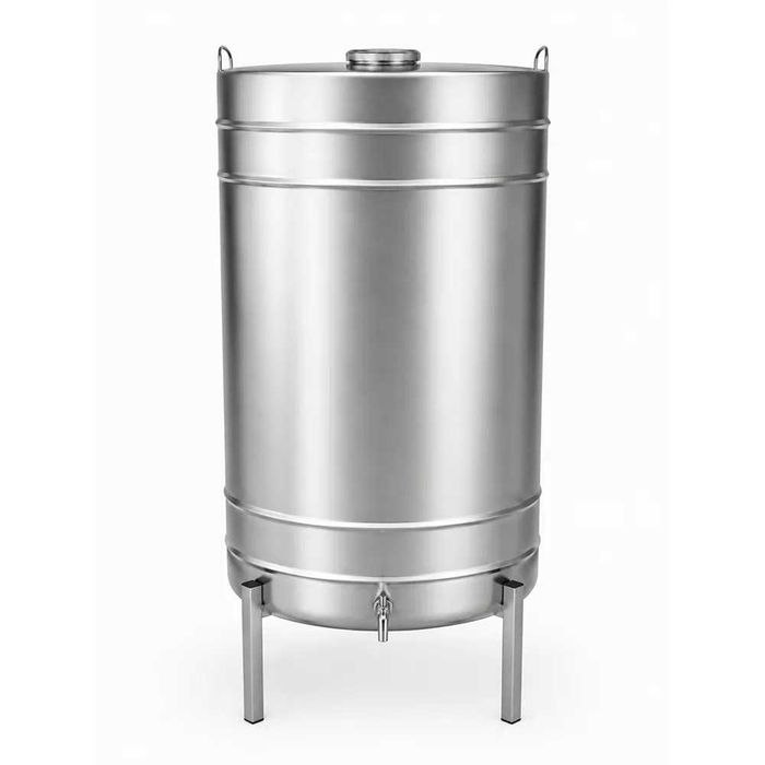Butoi INOX 250 L cu capac fix si garnitura, cadou robinet din INOX