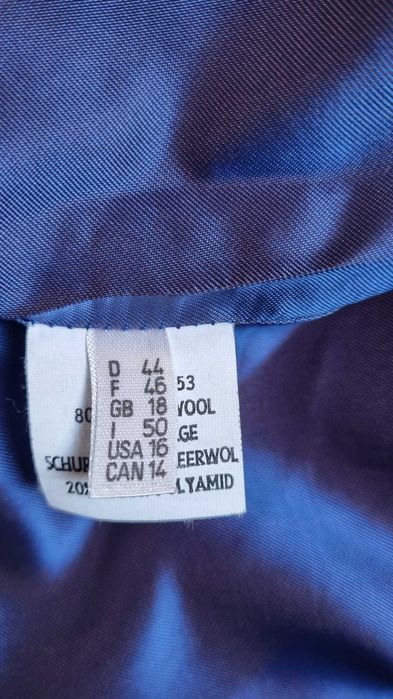 Blazer elegant de toamna/primavara, albastru regal, lana 80%, captusit, marimea 46-48