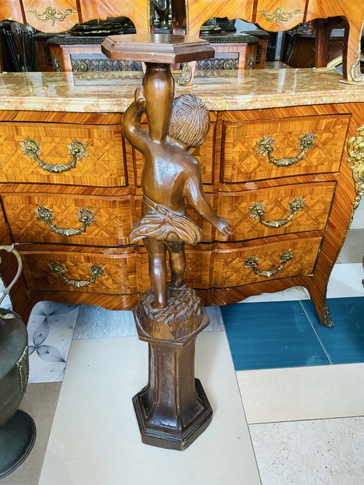 Piedestal Vintage Coloana Suport Lemn  Masiv