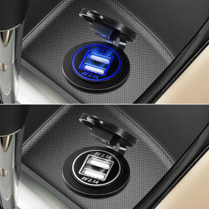 Priza bricheta auto cu LED-uri  pentru auto dotate cu USB