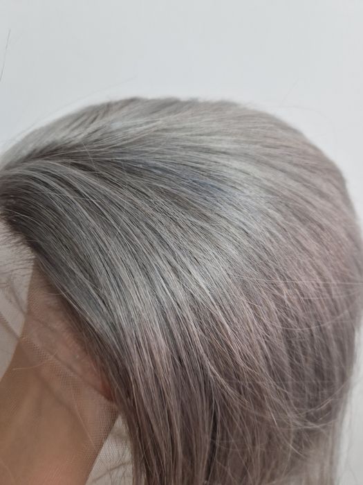 Peruca gri argintiu 100% par natural uman lace dantela Noua