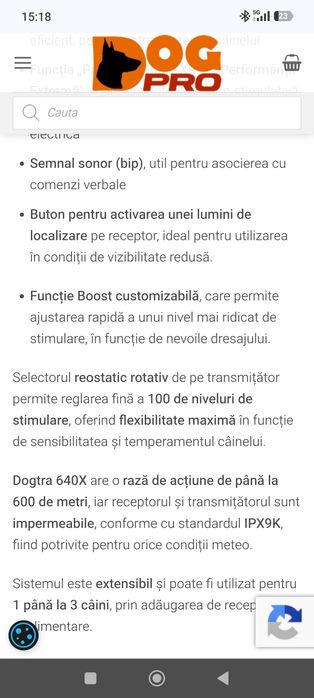 Zgarda profesionala dresaj caini