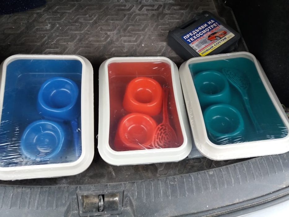 Классные наборы для котиков. Лоток, 2 миски и совок. Доставка.