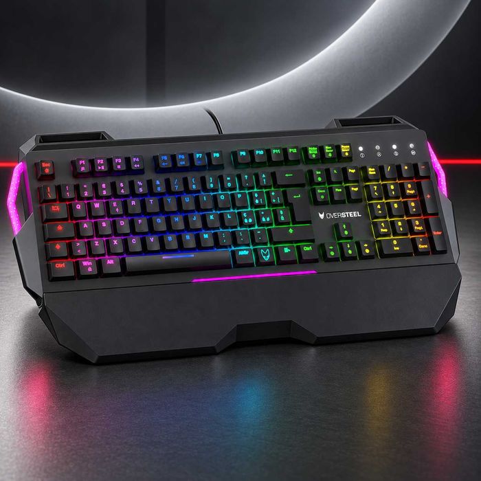 Tastatură mecanică gaming Oversteel IRON RGB, cu fir, layout italian, nouă