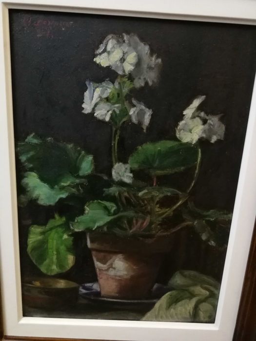 Tablou Natura statica (1947) – semnat M. Borsaru (ulei pe carton)