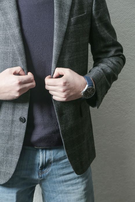 Пиджак мужской, в клеточку, стильный, повседневный. Корея