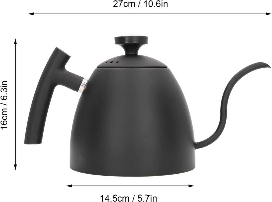 Fierbator/Ceainic ceai/cafea cu termometru, gat lung, Black cu termostat, aspect Classic Japan