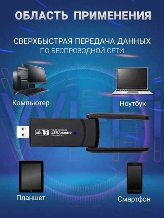 USB WiFi Adapter, Dual Band 1300 Mbps Высокоскоростной модем