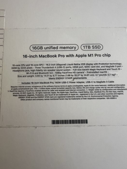 MacBook Pro 16" (2021) M1 Pro/16Gb/1TB SSD