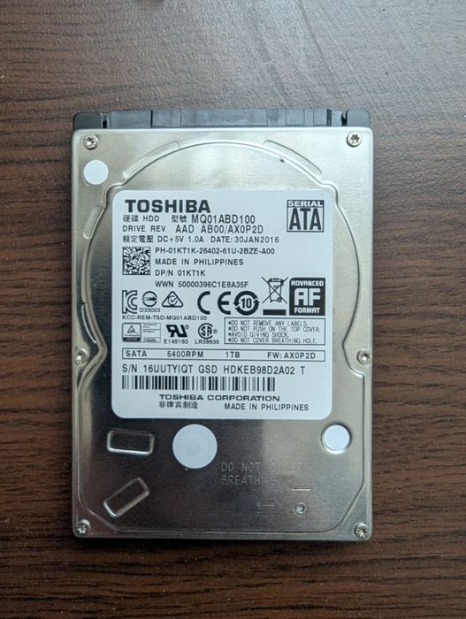 Hard disk laptop Toshiba MQ01ABD100 2,5'' 1TB SATA2 5400RPM 8MB