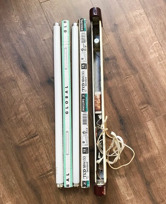 Метална шина за луминесцентна лампа + 2 бр. лампи