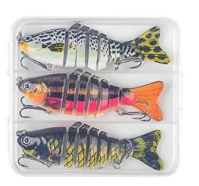Set 3 Voblere, 10 CM, 15 G, 7 Segmente, pescuit Stiuca, Salau, Somn