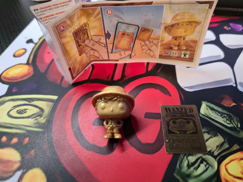 Чисто нова Златна Фигурка Monkey D Luffy (One Piece) – Kinder Joy x Funko Pop !