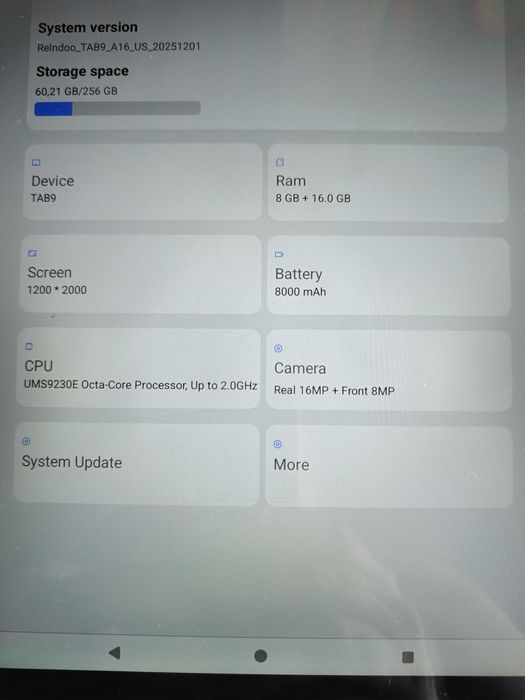Таблет 12" 256/8 Android 16