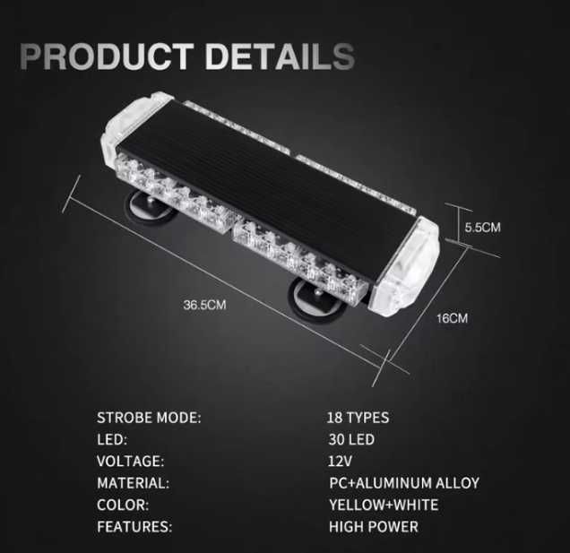 Rampa strobo flash portocaliu - girofar led