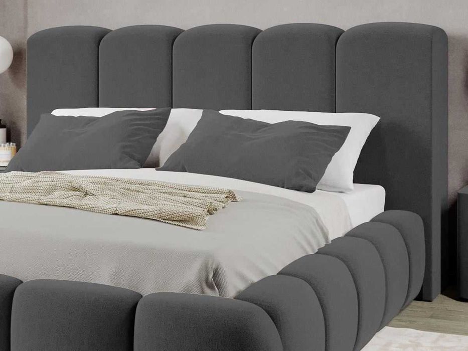 Pat Tapitat Noel Gri Inchis - Velluto 19 cu somiera rabatabila si lada