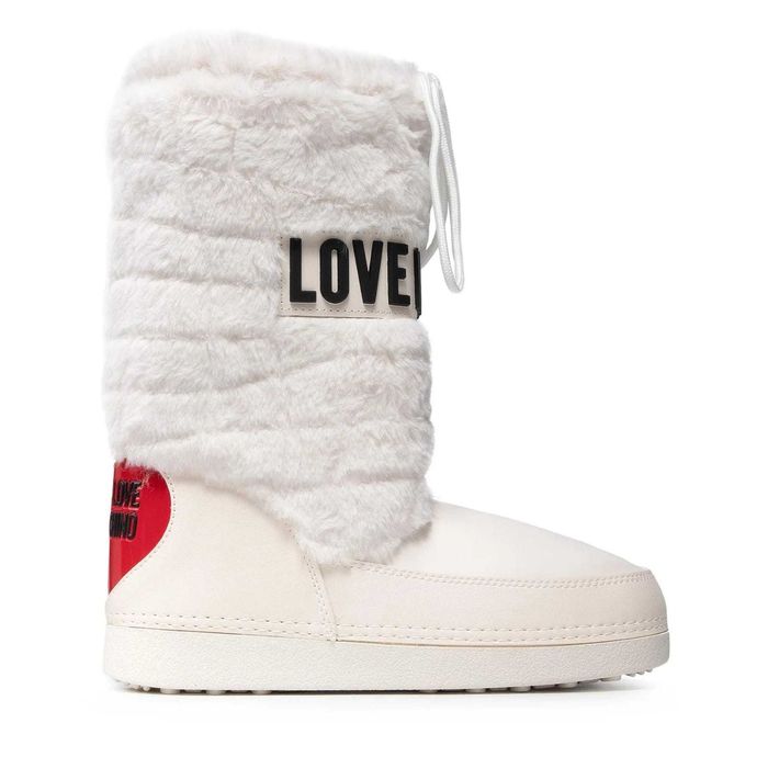 LOVE MOSCHINO № 39 & 40 – Кожени апрески с пух "SNOWY WHITE" нови