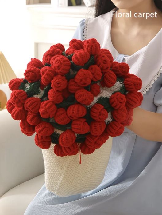 Роскошные цветы ручной работы+плед