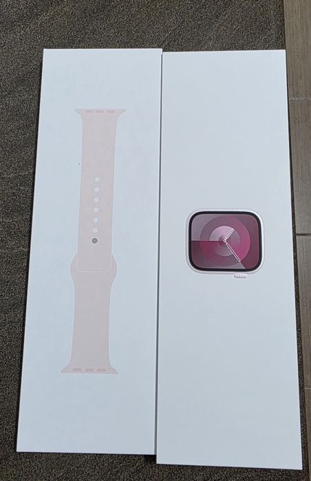 Apple Watch 9, GPS, Carcasa Pink Aluminium 41 mm, Light Pink Sport Ban