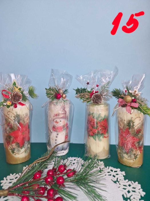 Коледни декупажни свещи