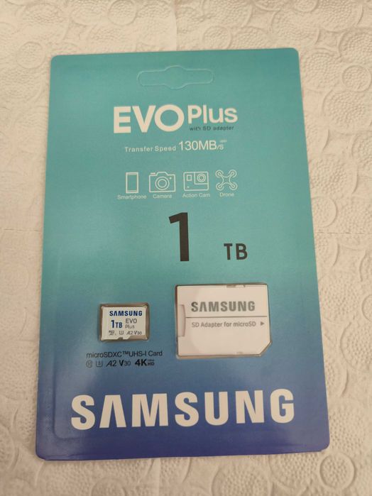 Карта памет 1TB microSDXC с адаптер, Samsung EVO Plus, UHS-I U3 V30