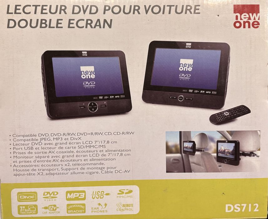 DVD Auto Portabil Dublu New One DS712 – 2 Ecrane 7 inch, USB, SD, Tetiere