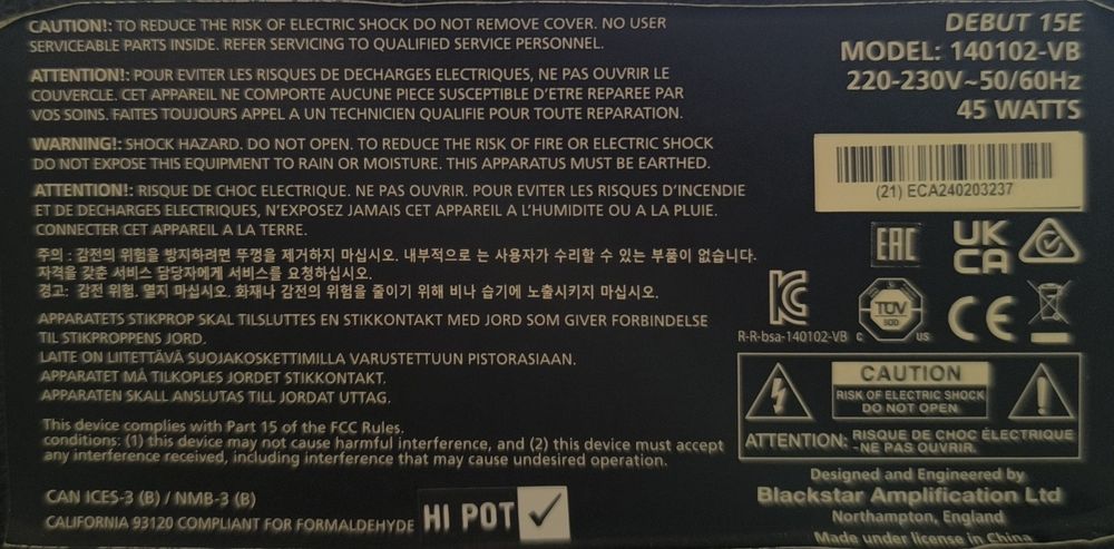 Гитарный комбоусилитель, Blackstar debut 15E