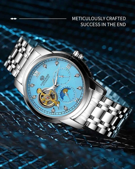 FORSINING Tourbillon Automatic 24h A Dress Business Stainless Steel