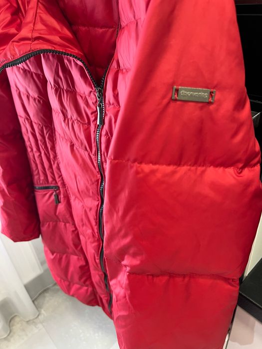 Parka rosie de damă cu puf nr.L/XL(42/44)originala"Discovery"