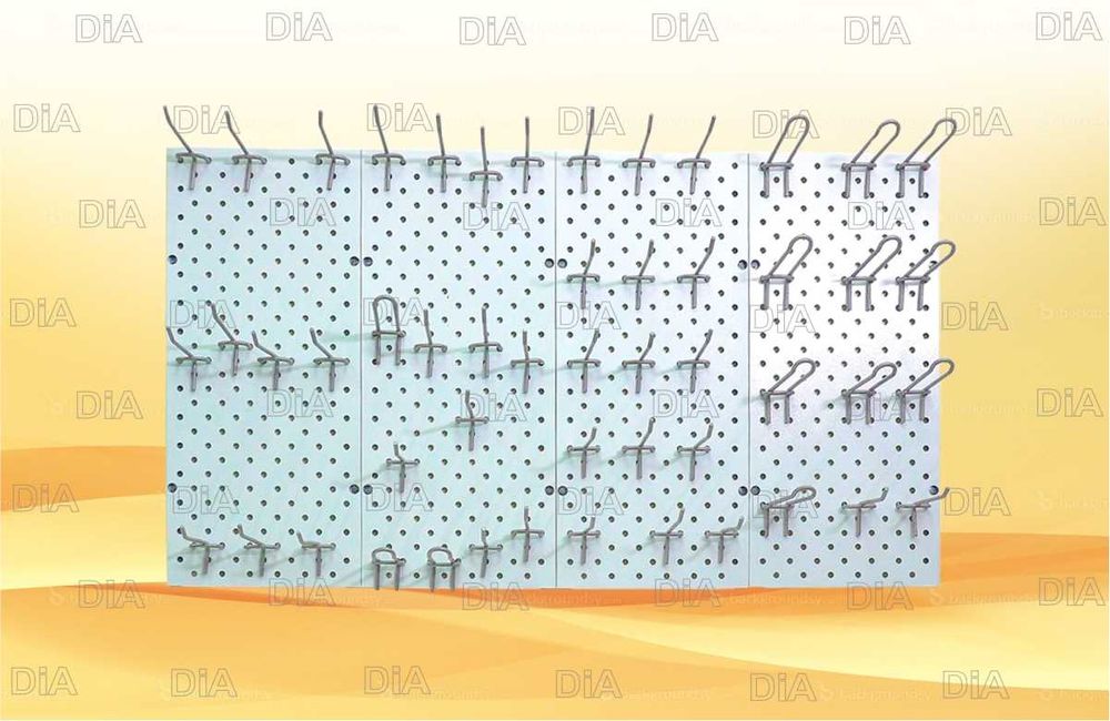 Teshilgan panel, перфопанель, do'konda ilgaklar uchun panel