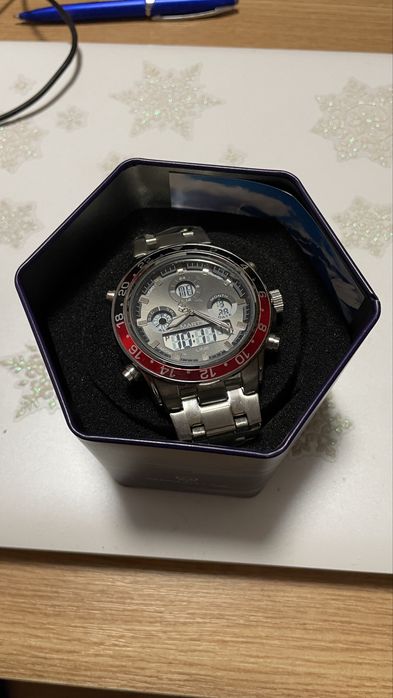 Ceas Martyn Line Dual Time Chronograph, inox, nou!