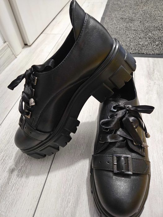 Pantofi dama cu talpa înaltă din piele naturala, 37
