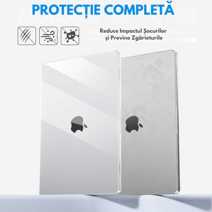 Husa  MacBook Air | PRO, Ventilatie Avansata, Ultra Slim, (2022-2026), Compatibila M2/M3/M4/M5, Modele A2681/A3113/A3240/A3449, Transparenta, Negru
