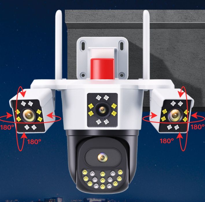 Безжична 4G WiFi камера за наблюдение с триекранен монитор,водоустойчи