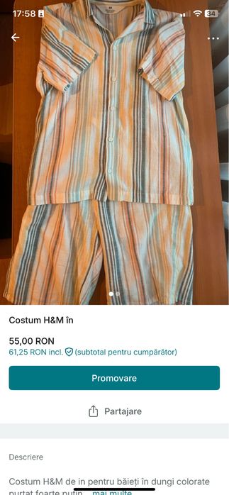 Costum H&M in baieti in dungi