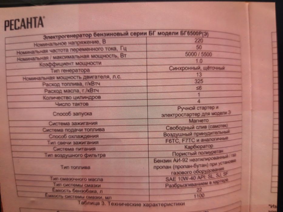 Электрогенератор бензиновый "Ресанта" БГ 6500 Э
