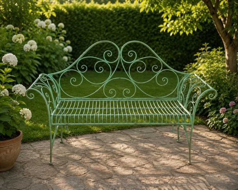 set masa si scaune de gradina, 2 scaune si o masa, fier forjat, verde