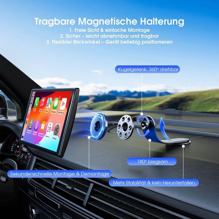 Display CarPlay Portabil Fără Fir de 7 Inch Ecran Touch GPS Control Vocal – Avylet