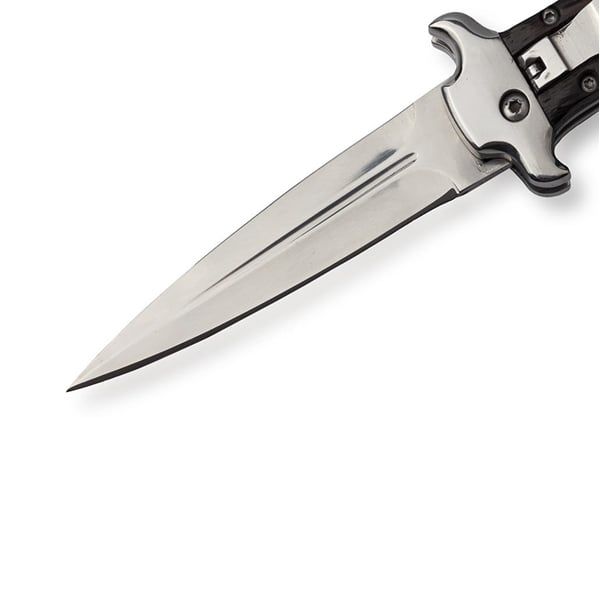 Cutit automat cu arc, otel inoxidabil, 21 cm, negru