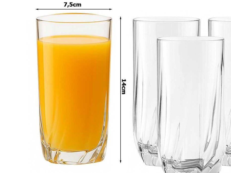 Комплект от 6 високи стъклени чаши за студени напитки – 340 мл