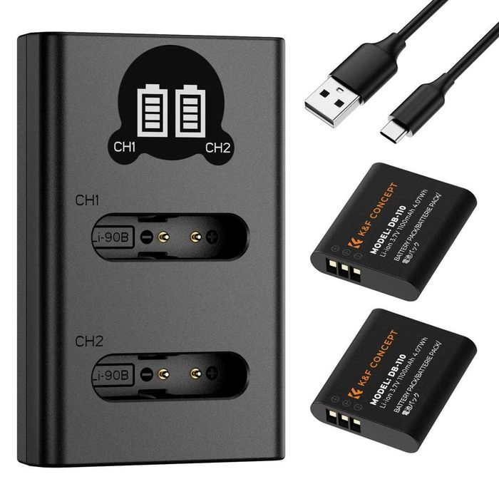 Комплект 2 батерии DB-110 / D-Li92B / D-Li90B + зарядно K&F Concept