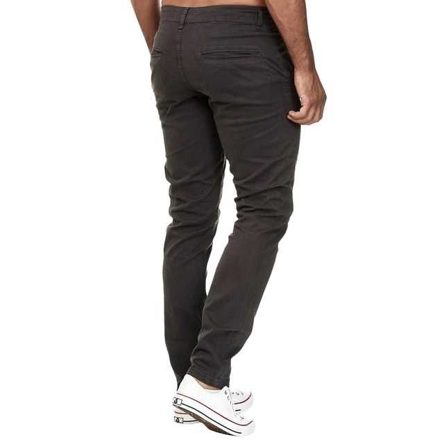 Pantaloni chino Elara bărbați, slim fit elastici, gri închis, 38/36