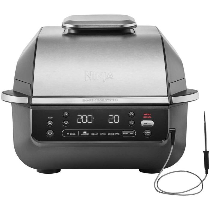 Gratar electric si airfryer Ninja Foodi AirGrill EG351EU, 1760 W, functie friteuza aer cald, 5 functii, 40°- 265°C,display digital,invelis ceramic,etc