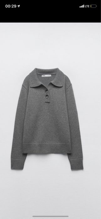 Поло серого цвета Zara, размер L