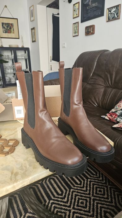 Cizme botine noi ghete Mango 41 piele naturala