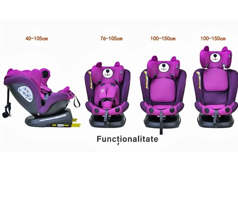 Scaun auto TWT Plus iSize Buf Boof UrsPurple cu isofix Rotativ