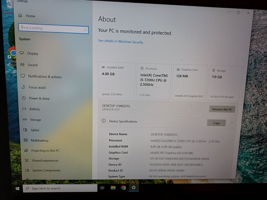 Laptop Fujitsu I5 gen 7