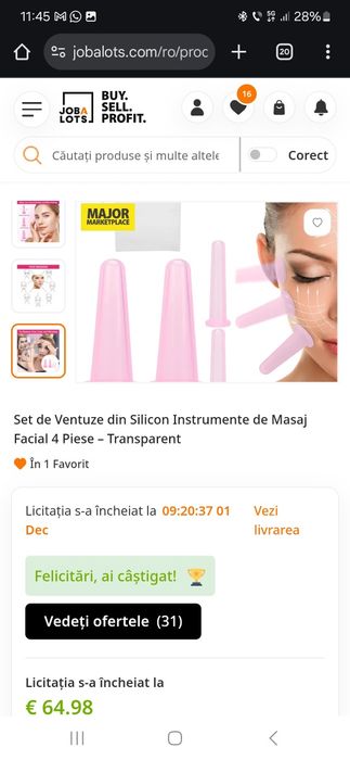 Set 4 ventuze din silicon pentru masaj facial